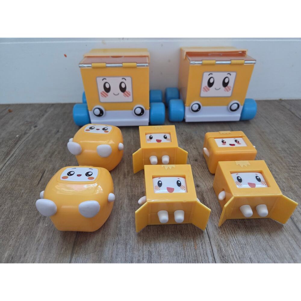 LankyBox Boxy Toy Lot - 8pc Mystery Figures & Rolling Storage Bins